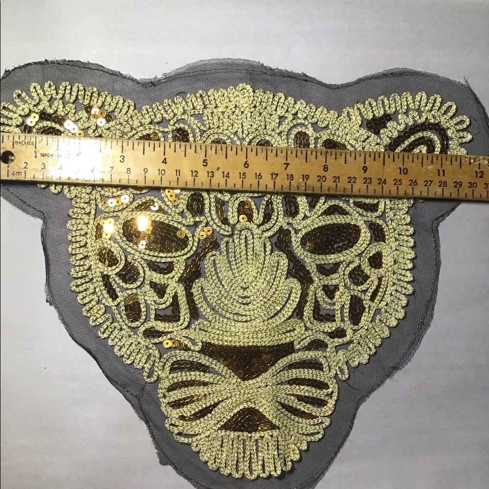 12“ sew on patch sequin gold leopard Tiger - Picture 4 of 4